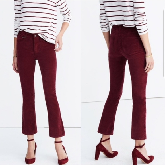 Madewell Denim - Madewell Cali Demi-Boot Burgundy Corduroy Pants